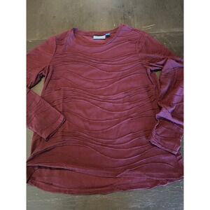 Simply Vera Vera‎ Wang Burgundy Textured Long Sleeve Top Size M